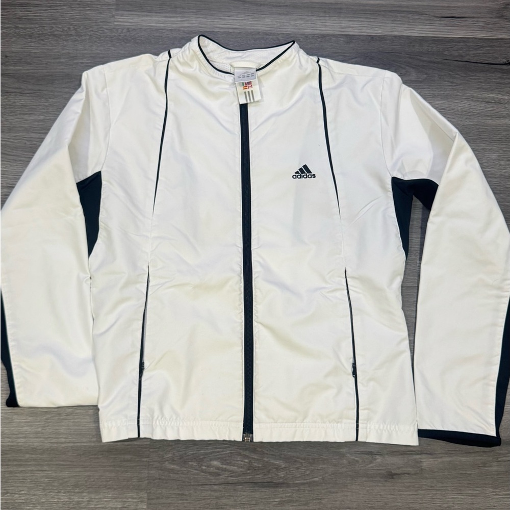 Adidas Men's White and Black Windbreaker